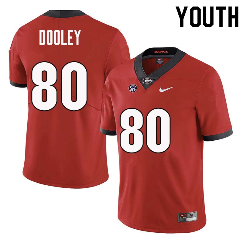 Youth Georgia Bulldogs #80 J.T. Dooley College Football Jerseys Sale-Red - Click Image to Close